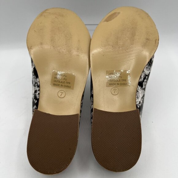 Journee Collection JC Womens 7 Black White Floral Slip On Mules Casual Office - Picture 8 of 9